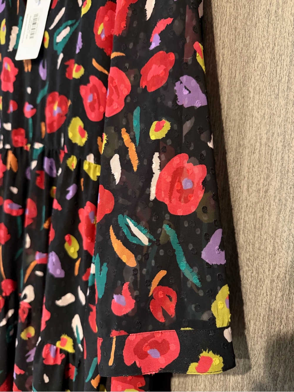 CROSBY by Mollie Burch Black Dress with Red, Yellow & Purple Floral Print - Picture 3 of 4